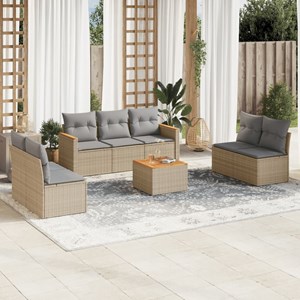 Maison exclusive - salon de jardin avec coussins 8 pcs beige résine tressée