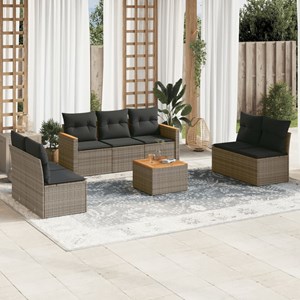 Maison exclusive - salon de jardin 8 pcs avec coussins gris résine tressée