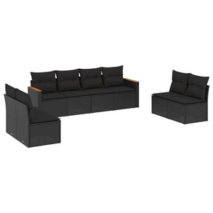 Maison exclusive - salon de jardin 8 pcs avec coussins noir résine tressée