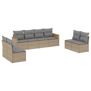 Maison exclusive - salon de jardin avec coussins 8 pcs beige résine tressée
