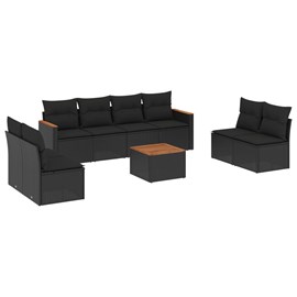Maison exclusive - salon de jardin 9 pcs avec coussins noir résine tressée