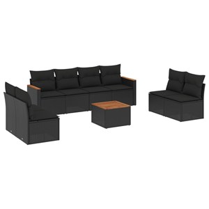 Maison exclusive - salon de jardin 9 pcs avec coussins noir résine tressée