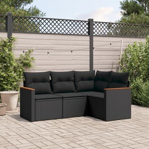 Maison exclusive - salon de jardin 4 pcs avec coussins noir résine tressée