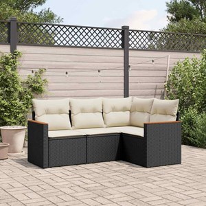 Maison exclusive - salon de jardin 4 pcs avec coussins noir résine tressée