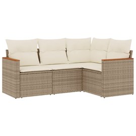 Maison exclusive - salon de jardin avec coussins 4 pcs beige résine tressée