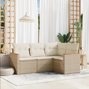 Maison exclusive - salon de jardin avec coussins 4 pcs beige résine tressée