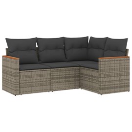 Maison exclusive - salon de jardin 4 pcs avec coussins gris résine tressée