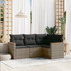 Maison exclusive - salon de jardin 4 pcs avec coussins gris résine tressée