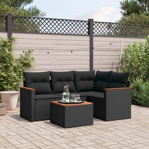 Maison exclusive - salon de jardin 5 pcs avec coussins noir résine tressée