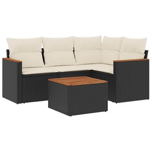 Maison exclusive - salon de jardin 5 pcs avec coussins noir résine tressée