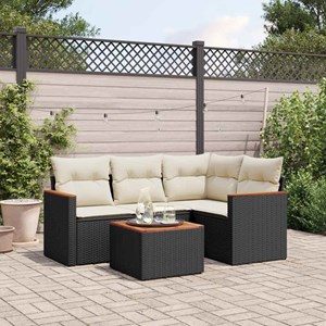 Maison exclusive - salon de jardin 5 pcs avec coussins noir résine tressée
