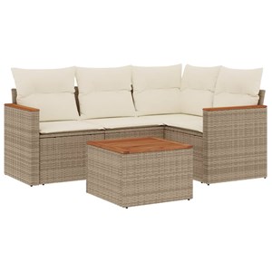 Maison exclusive - salon de jardin avec coussins 5 pcs beige résine tressée