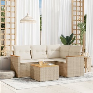 Maison exclusive - salon de jardin avec coussins 5 pcs beige résine tressée