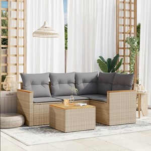 Maison exclusive - salon de jardin avec coussins 5 pcs beige résine tressée