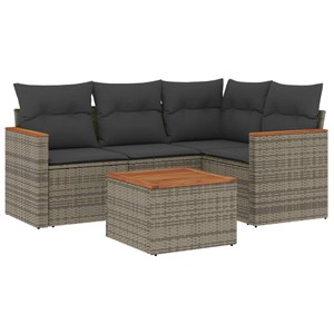 Maison exclusive - salon de jardin 5 pcs avec coussins gris résine tressée