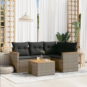 Maison exclusive - salon de jardin 5 pcs avec coussins gris résine tressée