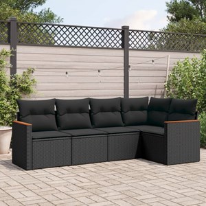 Maison exclusive - salon de jardin 5 pcs avec coussins noir résine tressée