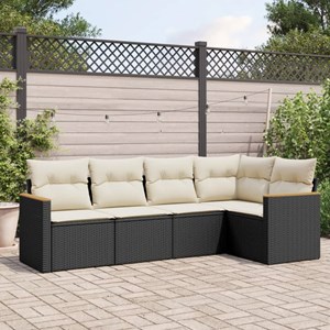 Maison exclusive - salon de jardin 5 pcs avec coussins noir résine tressée