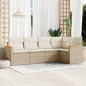 Maison exclusive - salon de jardin avec coussins 5 pcs beige résine tressée