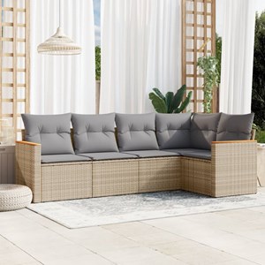 Maison exclusive - salon de jardin avec coussins 5 pcs beige résine tressée
