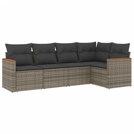 Maison exclusive - salon de jardin 5 pcs avec coussins gris résine tressée