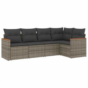 Maison exclusive - salon de jardin 5 pcs avec coussins gris résine tressée