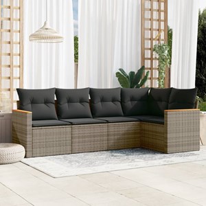 Maison exclusive - salon de jardin 5 pcs avec coussins gris résine tressée