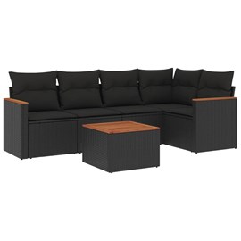 Maison exclusive - salon de jardin 6 pcs avec coussins noir résine tressée