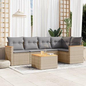 Maison exclusive - salon de jardin avec coussins 6 pcs beige résine tressée