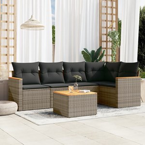 Maison exclusive - salon de jardin 6 pcs avec coussins gris résine tressée