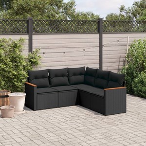 Maison exclusive - salon de jardin 5 pcs avec coussins noir résine tressée