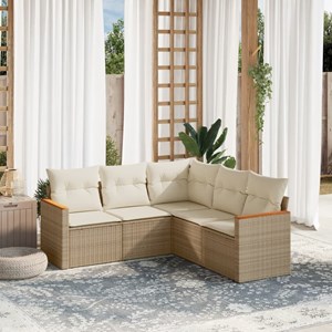 Maison exclusive - salon de jardin avec coussins 5 pcs beige résine tressée