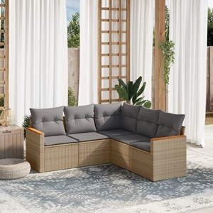 Maison exclusive - salon de jardin avec coussins 5 pcs beige résine tressée