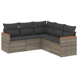 Maison exclusive - salon de jardin 5 pcs avec coussins gris résine tressée