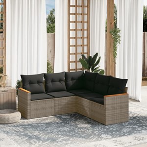 Maison exclusive - salon de jardin 5 pcs avec coussins gris résine tressée