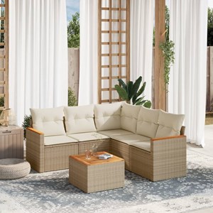 Maison exclusive - salon de jardin avec coussins 6 pcs beige résine tressée