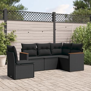Maison exclusive - salon de jardin 5 pcs avec coussins noir résine tressée