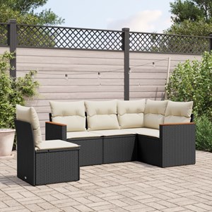 Maison exclusive - salon de jardin 5 pcs avec coussins noir résine tressée