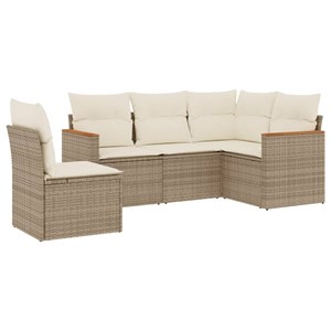 Maison exclusive - salon de jardin avec coussins 5 pcs beige résine tressée