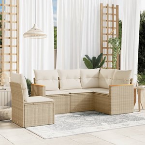 Maison exclusive - salon de jardin avec coussins 5 pcs beige résine tressée