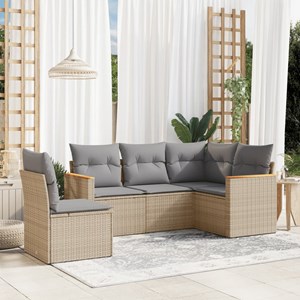 Maison exclusive - salon de jardin avec coussins 5 pcs beige résine tressée