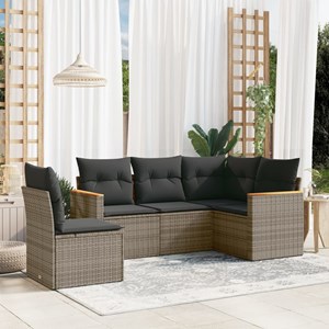 Maison exclusive - salon de jardin 5 pcs avec coussins gris résine tressée