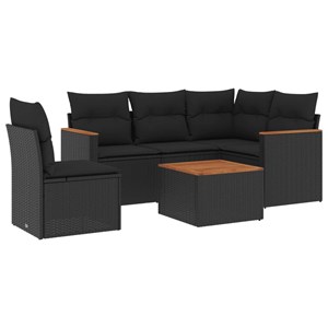 Maison exclusive - salon de jardin 6 pcs avec coussins noir résine tressée