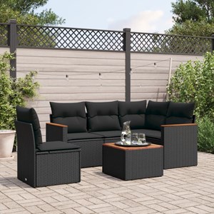 Maison exclusive - salon de jardin 6 pcs avec coussins noir résine tressée