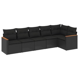 Maison exclusive - salon de jardin 6 pcs avec coussins noir résine tressée