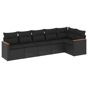 Maison exclusive - salon de jardin 6 pcs avec coussins noir résine tressée