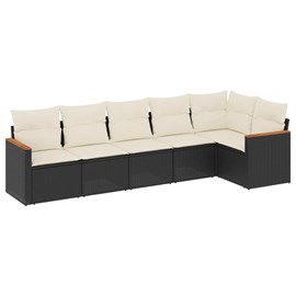 Maison exclusive - salon de jardin 6 pcs avec coussins noir résine tressée