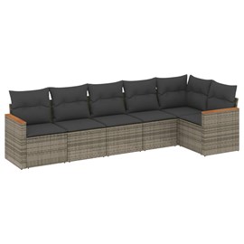 Maison exclusive - salon de jardin 6 pcs avec coussins gris résine tressée