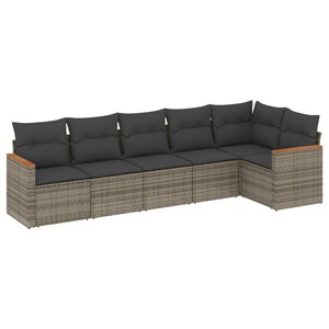 Maison exclusive - salon de jardin 6 pcs avec coussins gris résine tressée
