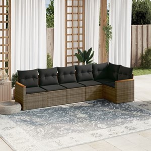 Maison exclusive - salon de jardin 6 pcs avec coussins gris résine tressée